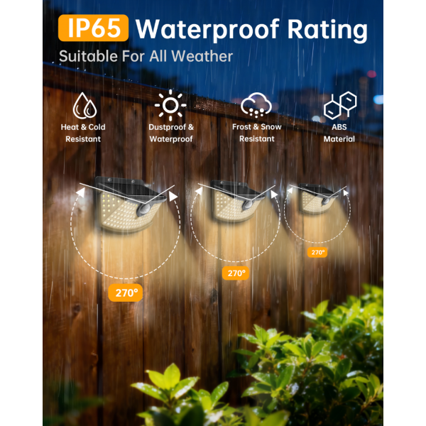 Aootek New Solar Motion Sensor Lights 120 LEDs with Lights Reflector,270° Wide Angle, IP65 Waterproof, Step Lights for Front Door, Yard, Garage, Deck (Black, Warm White, 4-Pack)