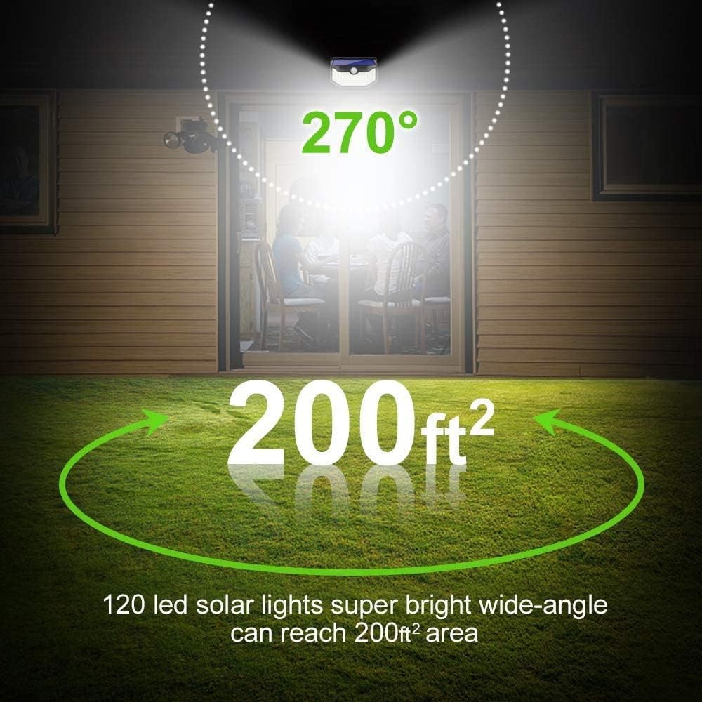 New Solar Motion Sensor Lights 120 LEDs With Lights Reflector,270° Wide
