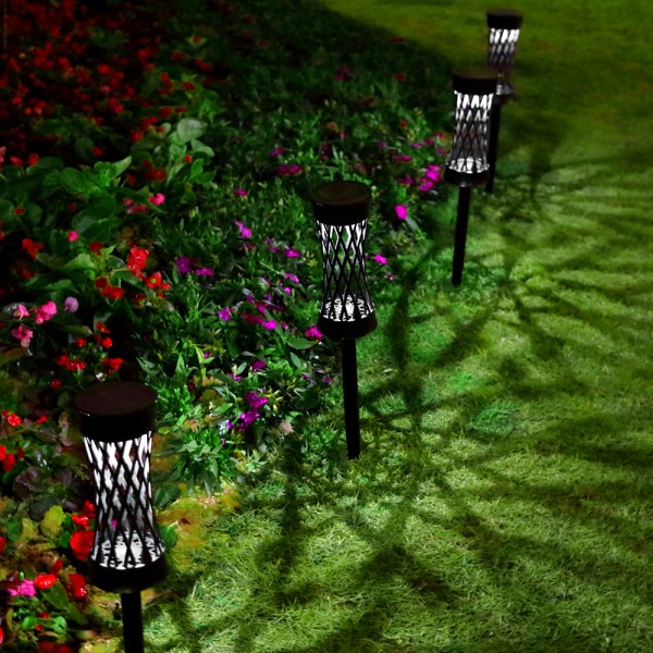 Solar Lights Outdoor Upgraded Bright Solar Pathway Lights Waterproof Auto On / Off Garden Lights  Wireless Sun Powered Landscape Lighting for Yard Patio Walkway Landscape Spike Path Light（6 Pack)
