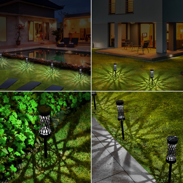 Solar Lights Outdoor Upgraded Bright Solar Pathway Lights Waterproof Auto On / Off Garden Lights  Wireless Sun Powered Landscape Lighting for Yard Patio Walkway Landscape Spike Path Light（6 Pack)
