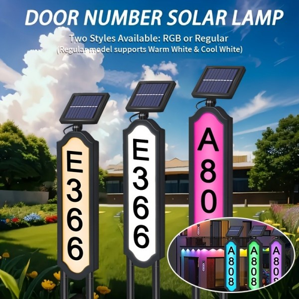 Aootek Solar Outdoor House Number Lights, Warm/Whi...